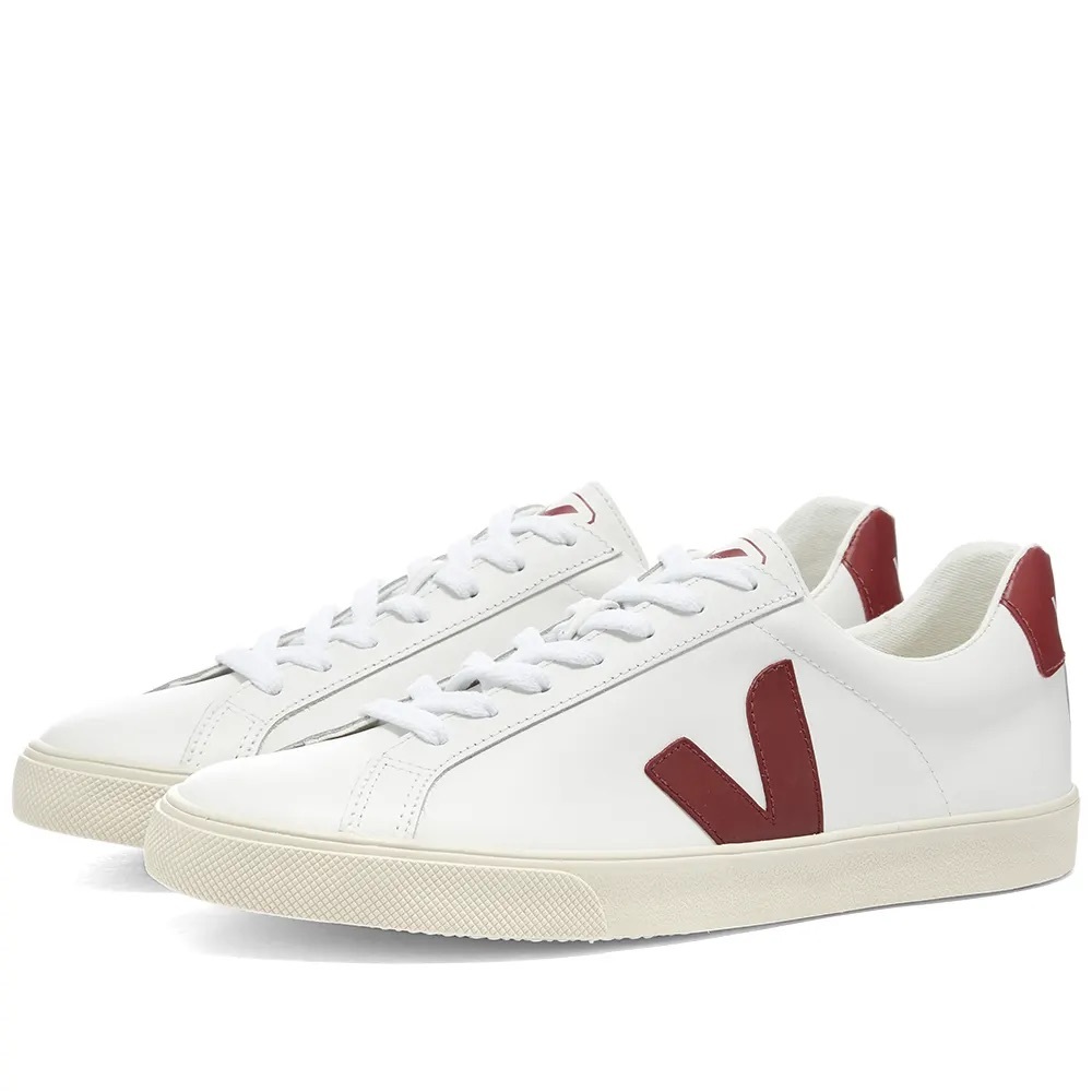VEJA // Esplar white leather sneakers in burgundy (37$